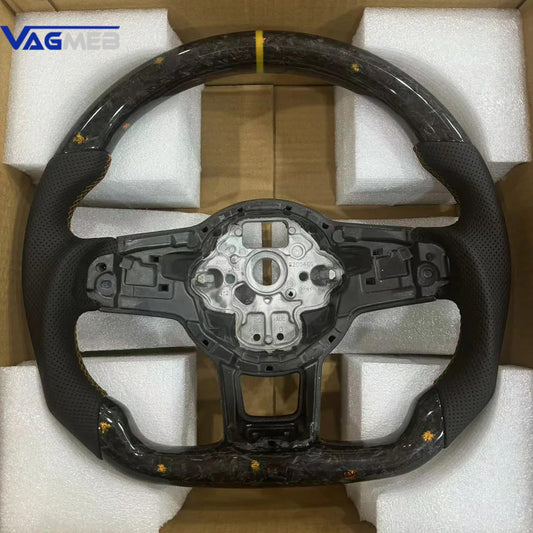 For VW Golf MK7 7.5 GTI R Polo Perfortaed Leather Carbon Fiber Blue Back Label RLINE Steering Wheel Assembly