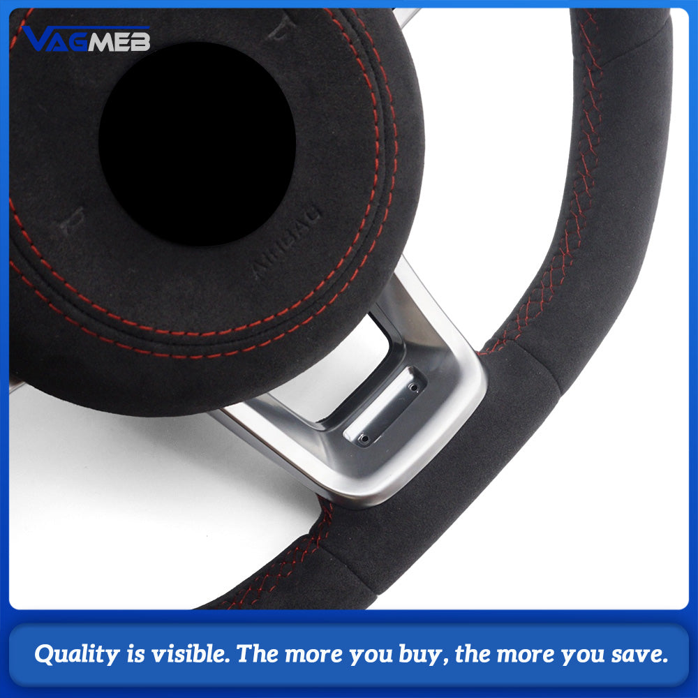Alcantara Steering Wheel Cover Compatible with Volkswagen Golf GTI Golf R MK7 Polo GTI Scirocco