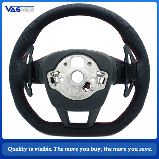 Blackened steering wheel suitable for Audi A6 C8 A7 red stitched leather sport steering wheel with heating