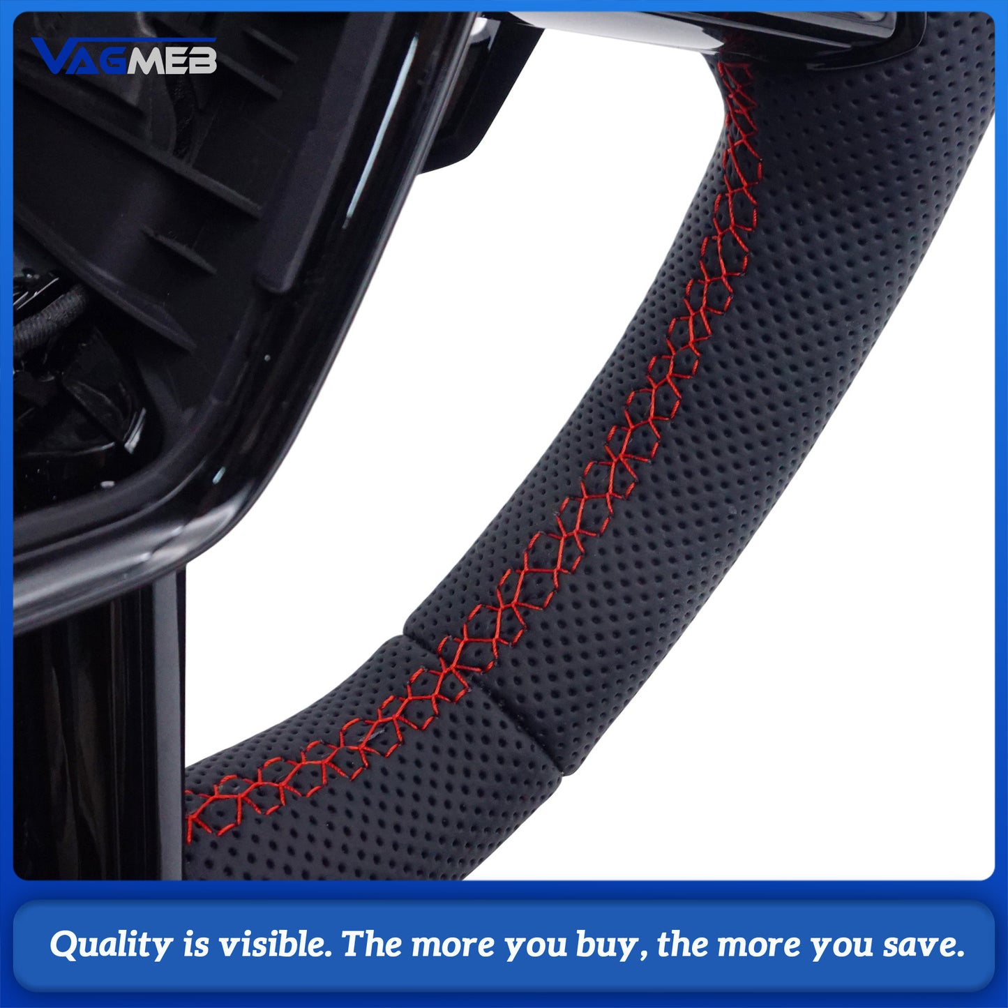 Blackened steering wheel suitable for Audi A6 C8 A7 red stitched leather sport steering wheel with heating