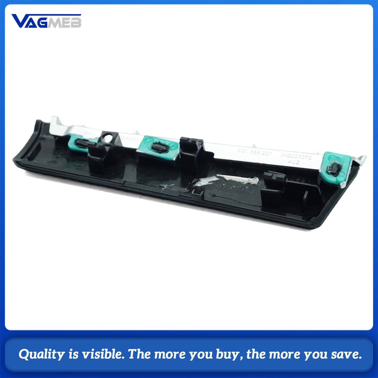 Carbon Black Dashboard Trim Short Version for 2020 VW Passat B8 - Carbon Fiber Texture with Chrome Strip