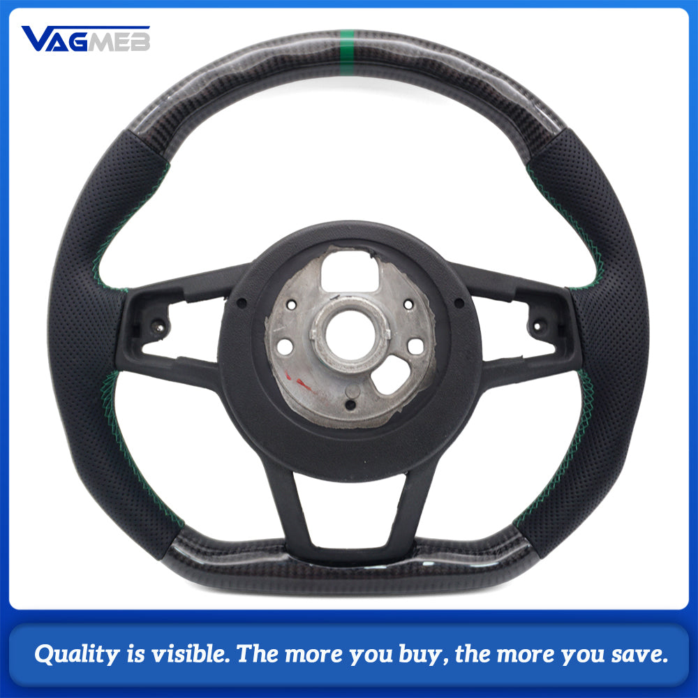Carbon Fiber Steering Wheel For Audi R8 TT TTS TTRS 2016-2023 Perforated Leather Car Steering Wheel D-shape Flat Bottom