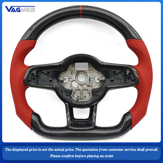 Carbon Fiber Steering Wheel Punched Leather For VW Golf MK7 7.5 GTI GTD GTE R 2013-2020 Polo GTI DSG with Key Frame