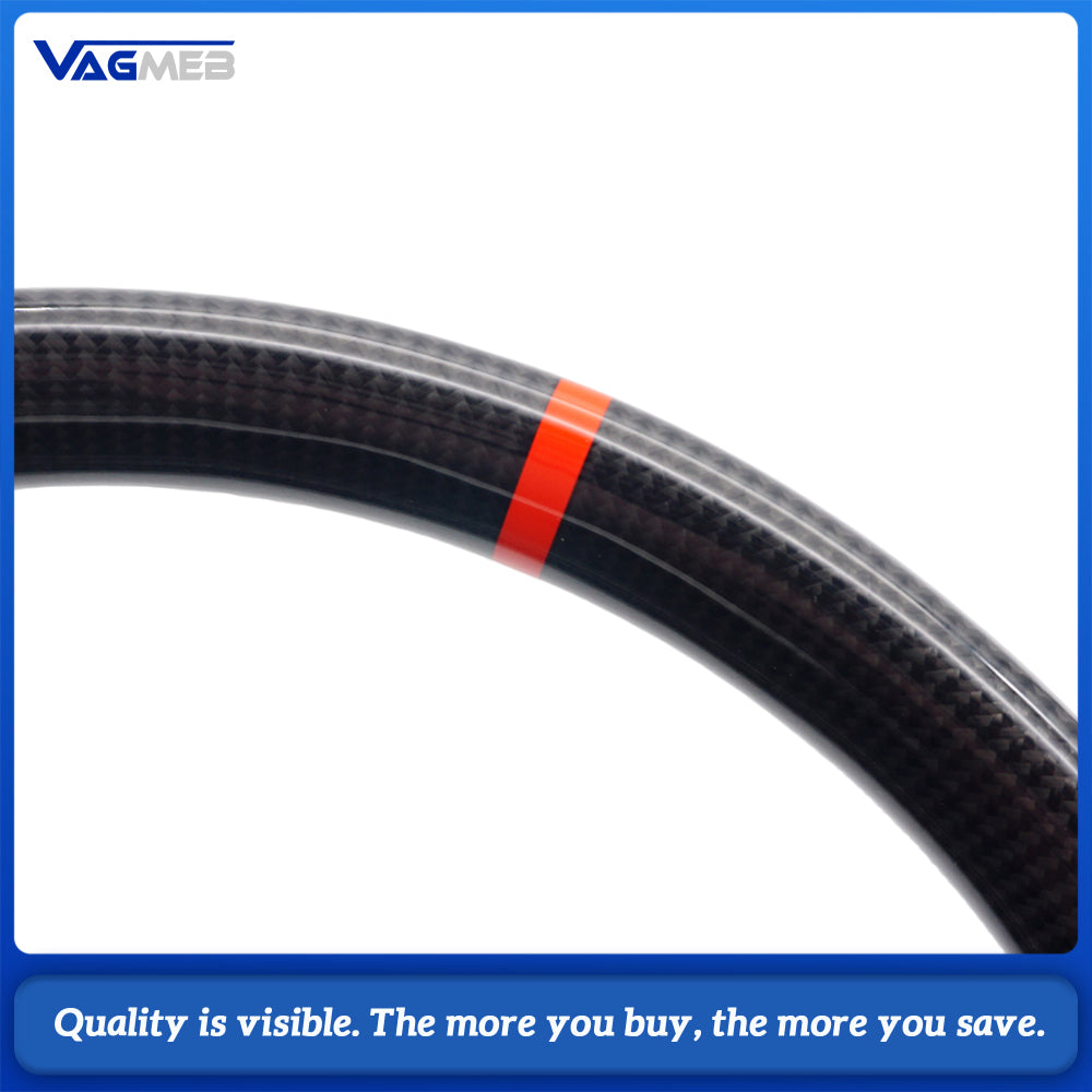 Carbon Fiber & Alcantara Flat Bottom Steering Wheel for Audi A4 B9 S4 S5 - Red Stitching Red Marker