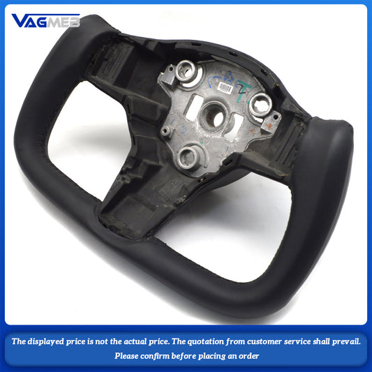 Custom Real Leather Alcantara Punching Steering Wheel For Tesla Model Y with Button