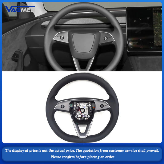 Custom Real Leather Alcantara Punching Steering Wheel For Tesla Model Y with Button