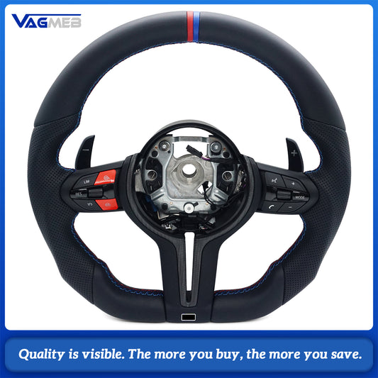 For BMW M3 M5 F10 F11 F12 F13 F20 F21 F22 F25 F30 F31 F32 F33 F34 F36 M Logo Steering Wheel Assembly Half Perforated Leather With heating function