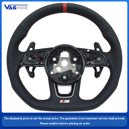 For Audi S logo A3 8V A4 B8 B9 Custom Alcantara leather steering wheel Including buttons and paddles Various colors of stitching