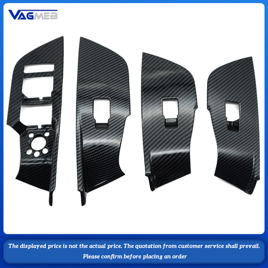 Carbon Fiber Look Accessories Four-door window buttons Panel Decoration Cover Interior For Audi A6C8