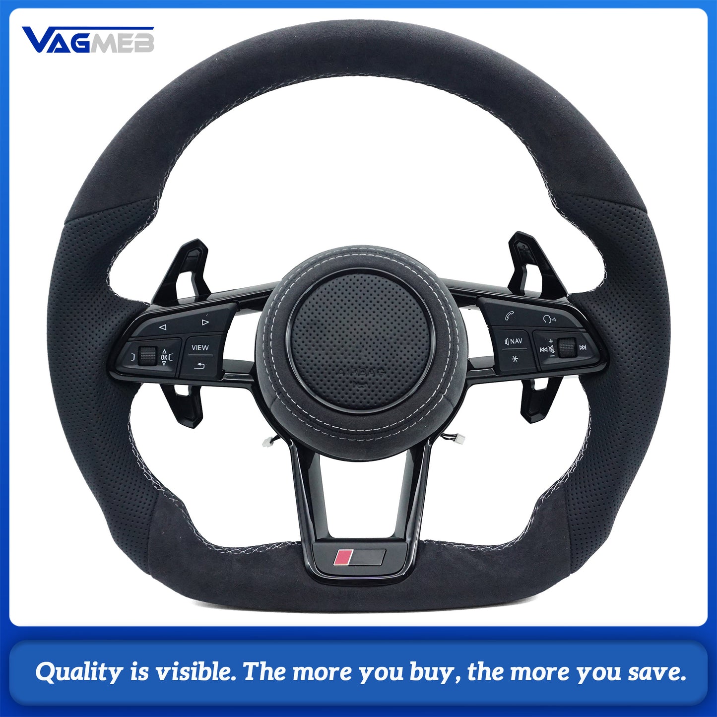 Suitable for Audi A3 A4 A5 A6 A7 Q2 Q3 Q5 Q7 Q8 R8 Sport Alcantara leather perforated steering wheel