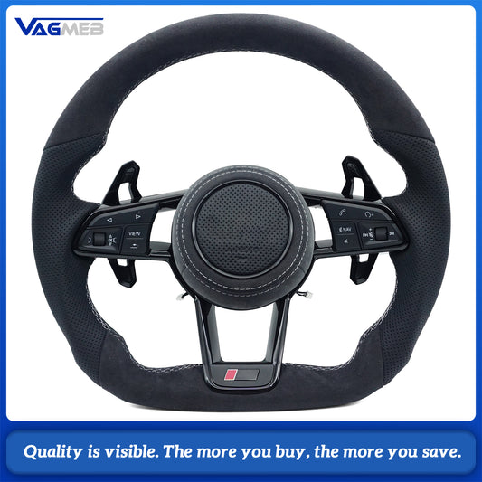 Suitable for Audi A3 A4 A5 A6 A7 Q2 Q3 Q5 Q7 Q8 R8 Sport Alcantara leather perforated steering wheel