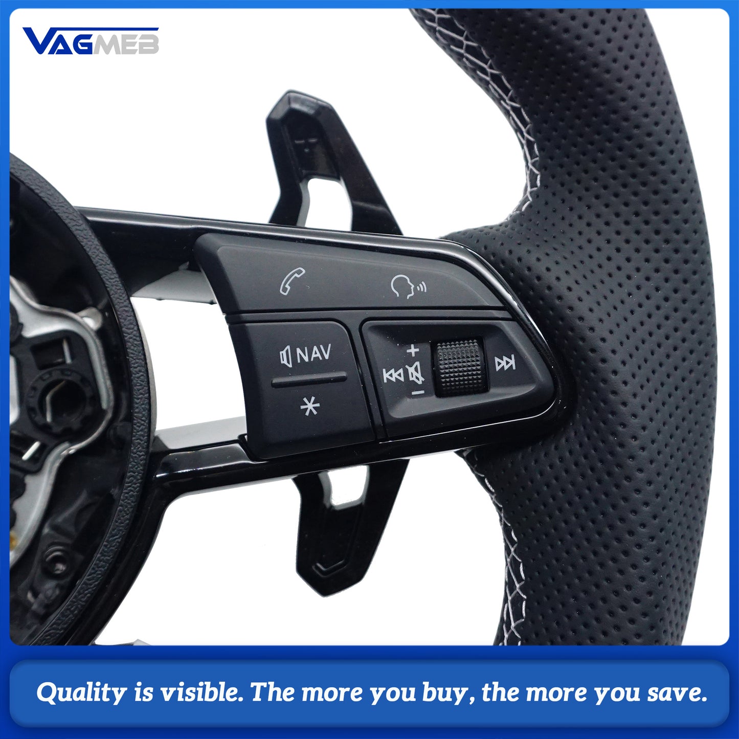 Suitable for Audi A3 A4 A5 A6 A7 Q2 Q3 Q5 Q7 Q8 R8 Sport Alcantara leather perforated steering wheel