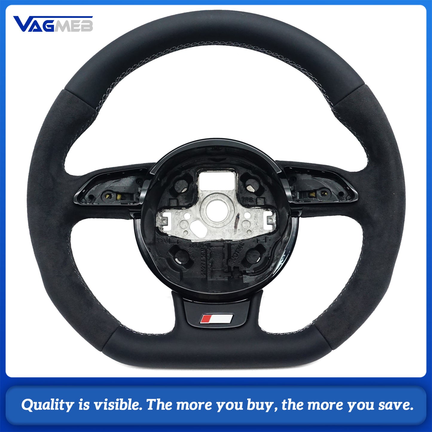 For Audi A3 8V A4 B8 A5 A6 A7 Q3 Q5 Q7 Alcantara Leather Flat Bottomed Steering Wheel