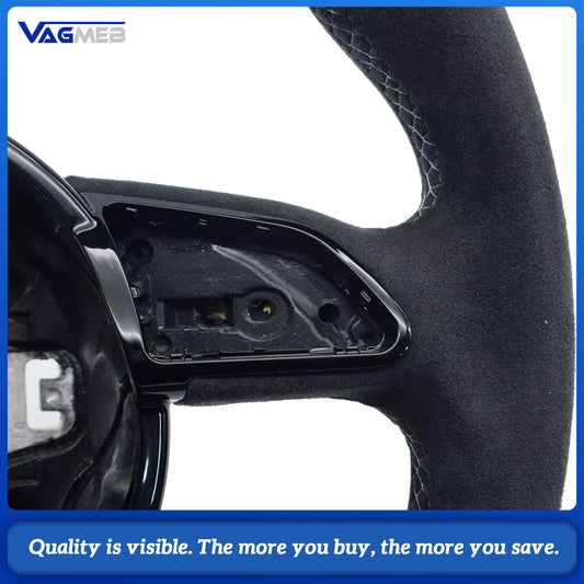 For Audi A3 8V A4 B8 A5 A6 A7 Q3 Q5 Q7 Alcantara Leather Flat Bottomed Steering Wheel