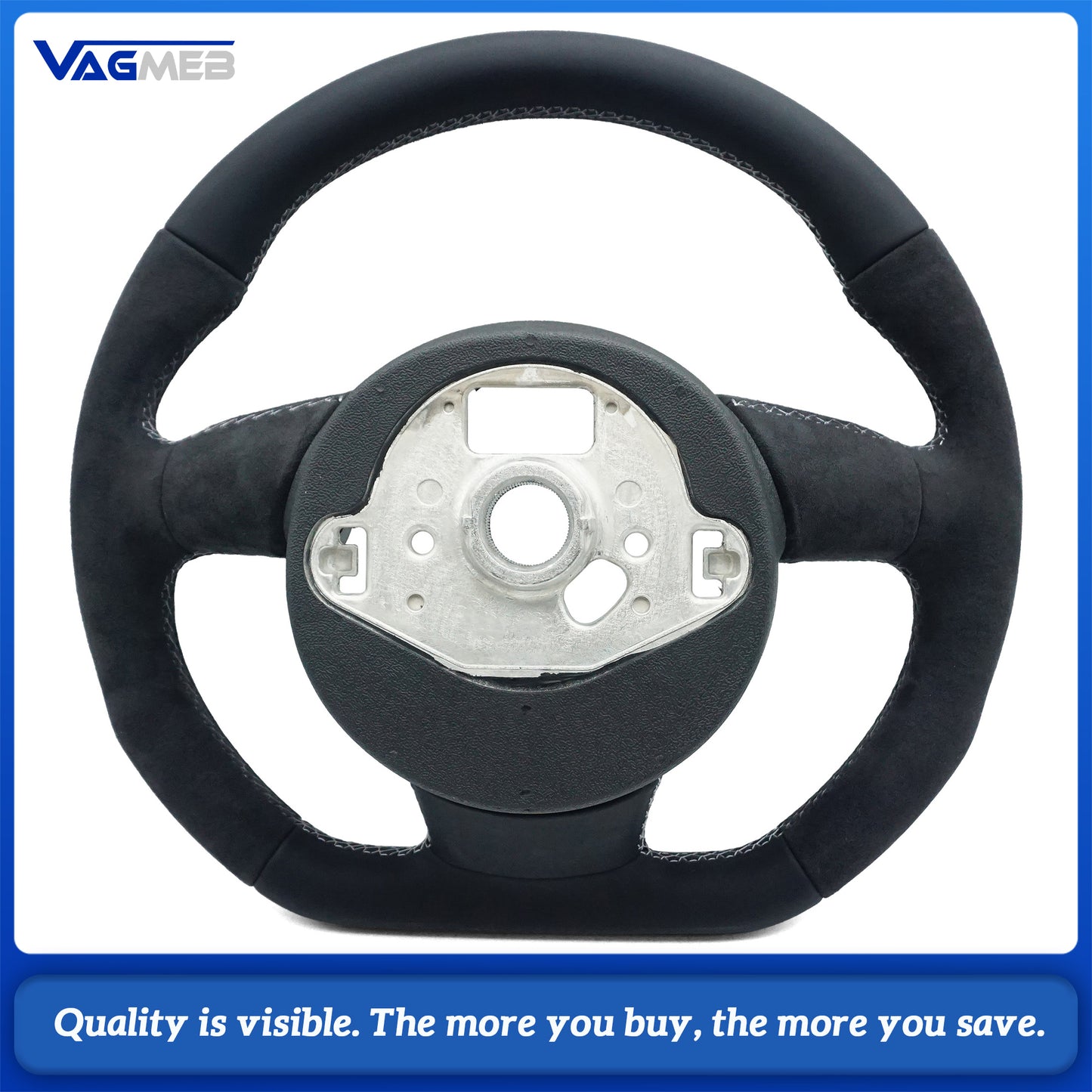For Audi A3 8V A4 B8 A5 A6 A7 Q3 Q5 Q7 Alcantara Leather Flat Bottomed Steering Wheel