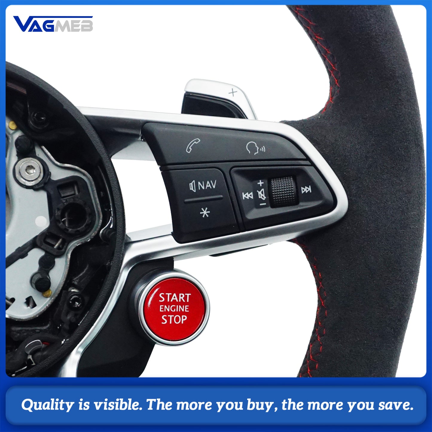 Suitable for Audi A3 A4 A5 A6 A7 A8 Q3 Q5 Q7 Q8 R8 button leather multifunction steering wheel assembly, Car Accessories