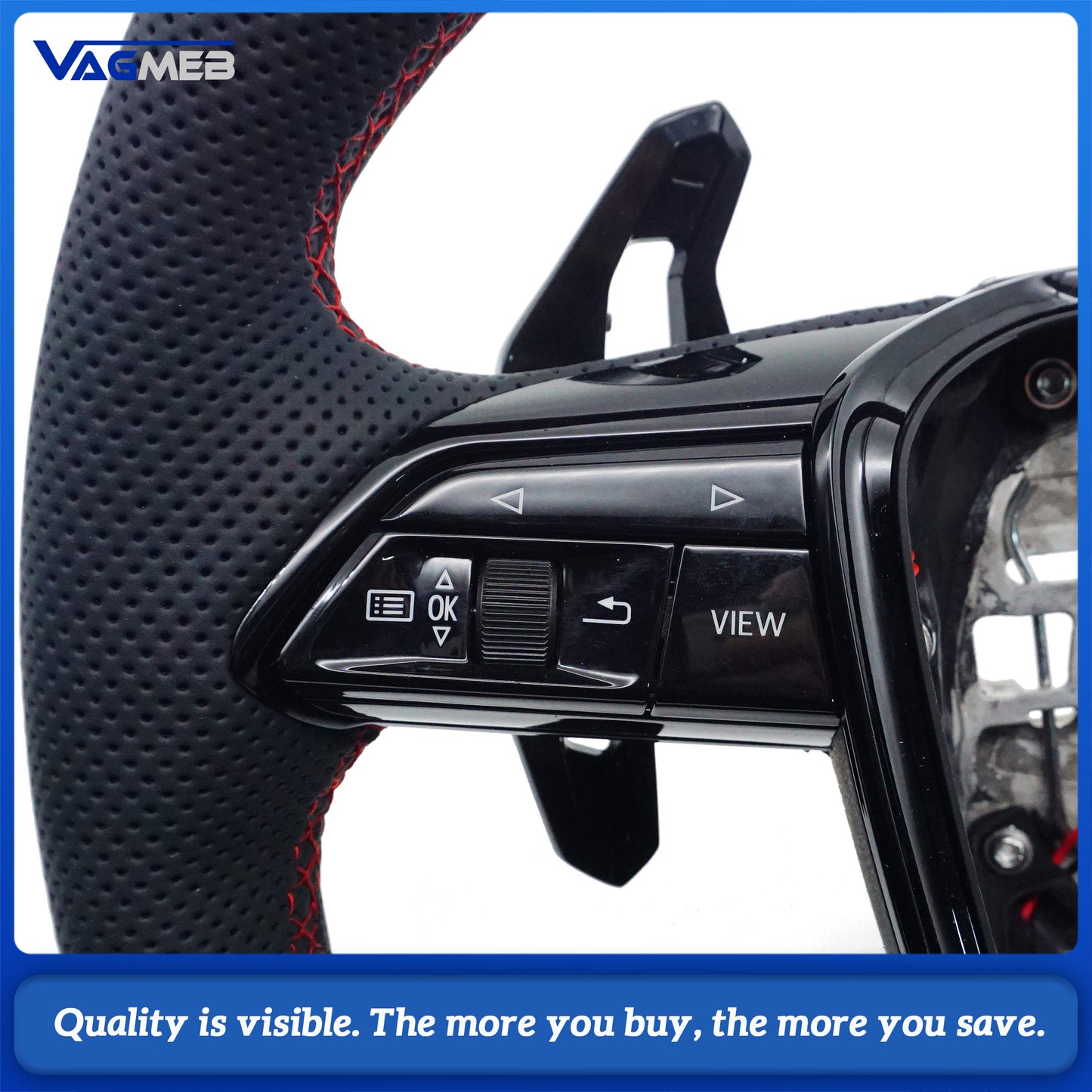 Blackened steering wheel suitable for Audi A6 C8 A7 red stitched leather sport steering wheel with heating