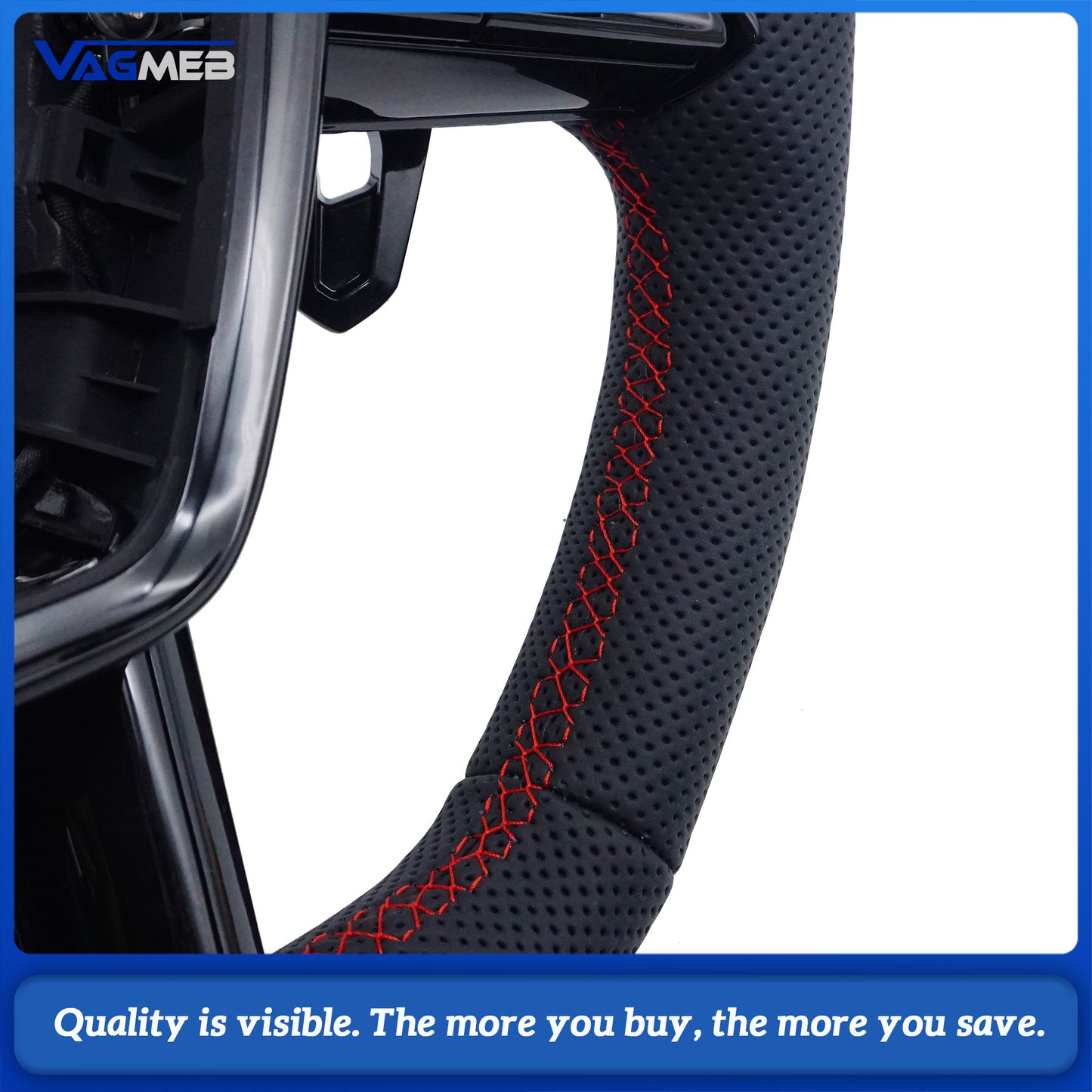 Blackened steering wheel suitable for Audi A6 C8 A7 red stitched leather sport steering wheel with heating