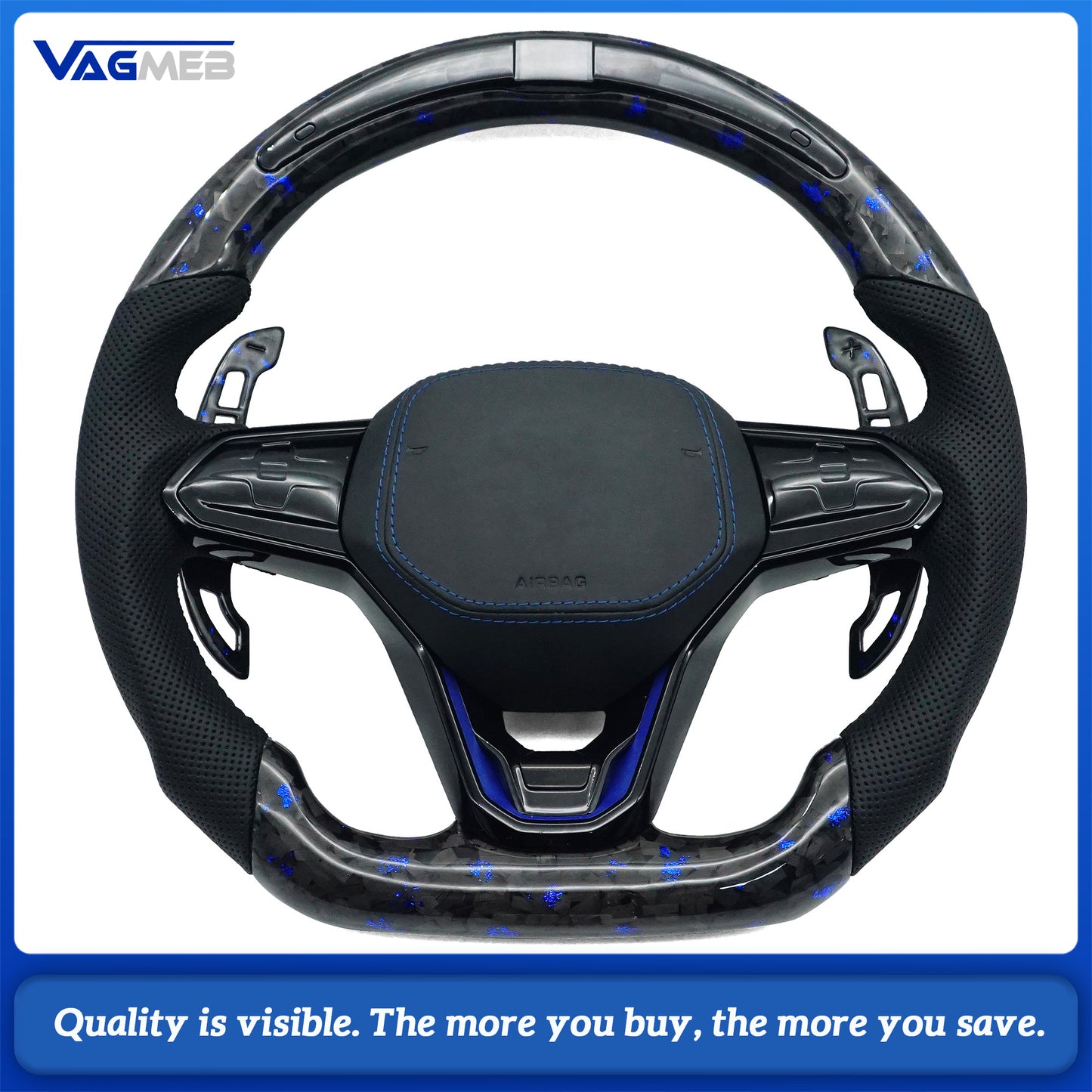 Touch Steering Wheel Blue Forged Carbon LED With heating function for  VW Golf MK7 MK6 MK5 MK4 Passat Jetta Touareg Phaeton Tiguan Magotan Polo