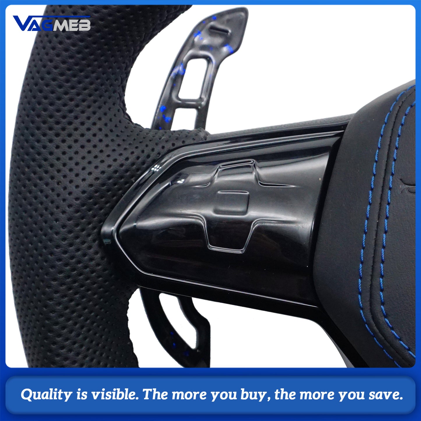 Touch Steering Wheel Blue Forged Carbon LED With heating function for  VW Golf MK7 MK6 MK5 MK4 Passat Jetta Touareg Phaeton Tiguan Magotan Polo