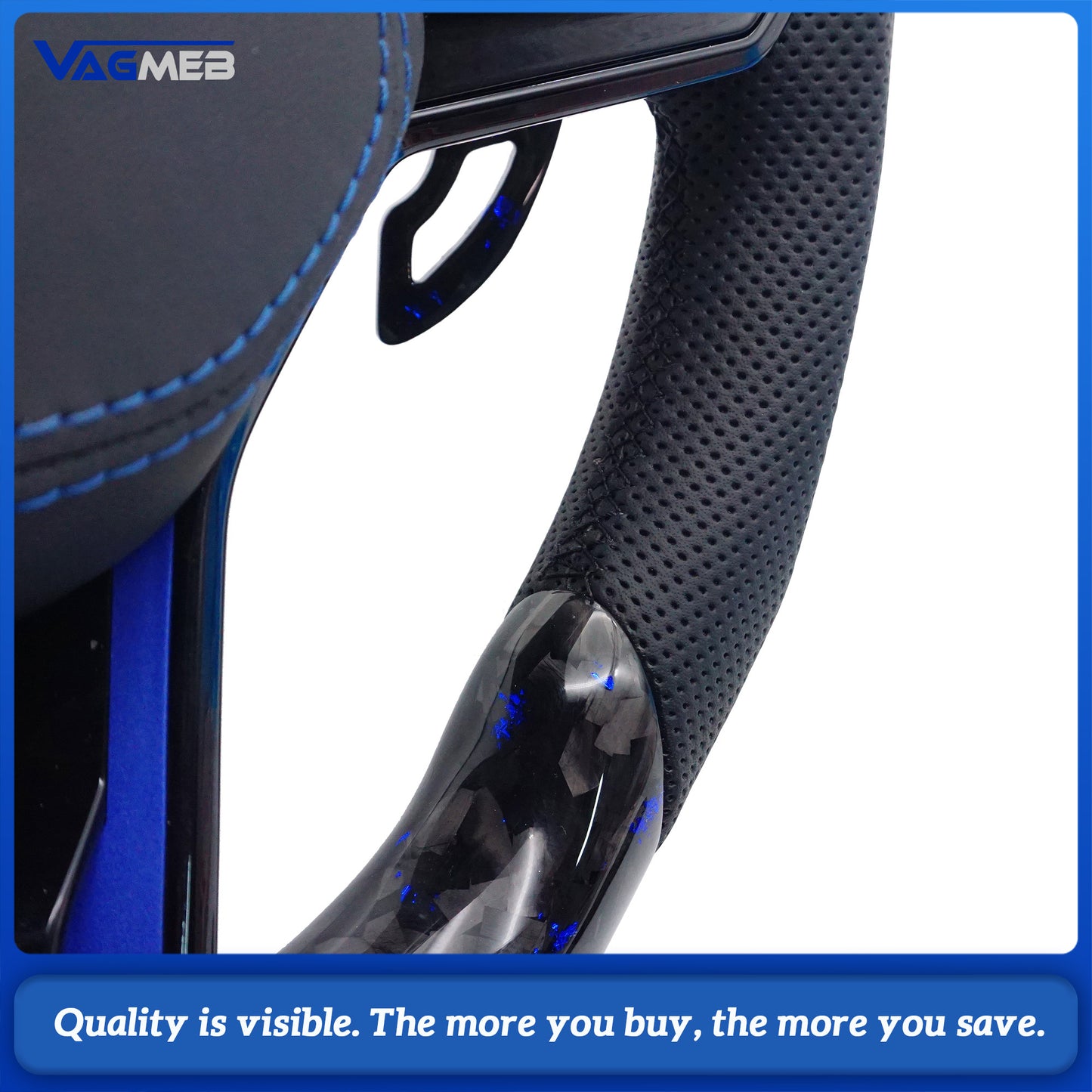 Touch Steering Wheel Blue Forged Carbon LED With heating function for  VW Golf MK7 MK6 MK5 MK4 Passat Jetta Touareg Phaeton Tiguan Magotan Polo