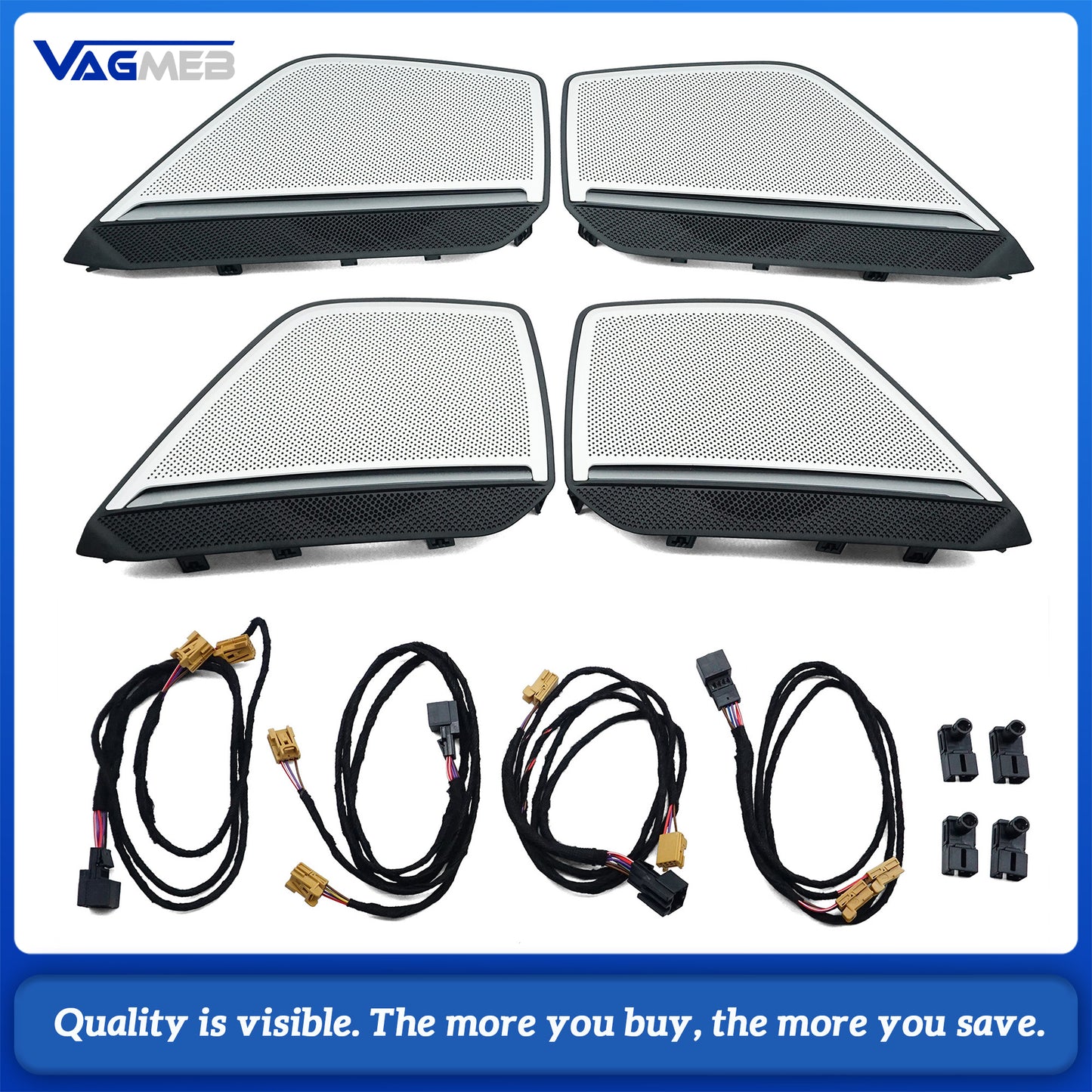 Car Speaker Cover 30 Colors LED Light Emission For Audi A6 C8 A7 Door Trim Panels Accessories