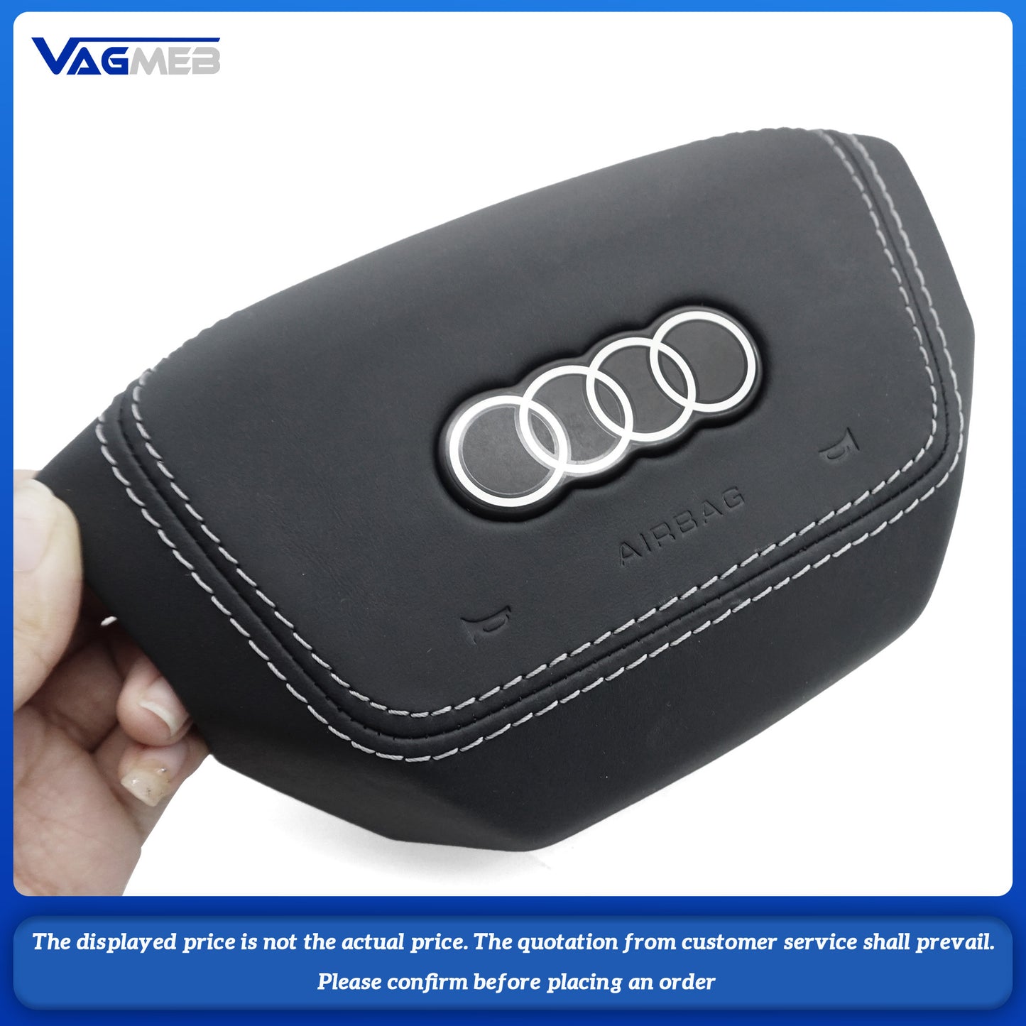 Steering wheel airbag cover multifunction steering wheel For Audi A5A6 Leather gray stripe