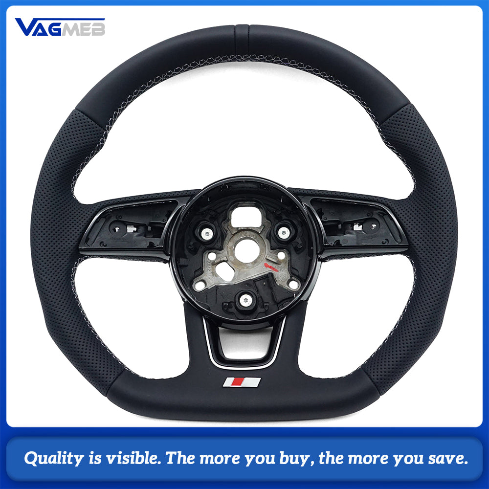 For Audi RS3 RS4 RS5 A3 A4 B9 A5 S3 S4 S5 2017-2021 Fully Perforated Leather Steering Wheel