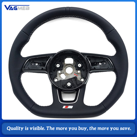 For Audi RS3 RS4 RS5 A3 A4 B9 A5 S3 S4 S5 2017-2021 Fully Perforated Leather Steering Wheel