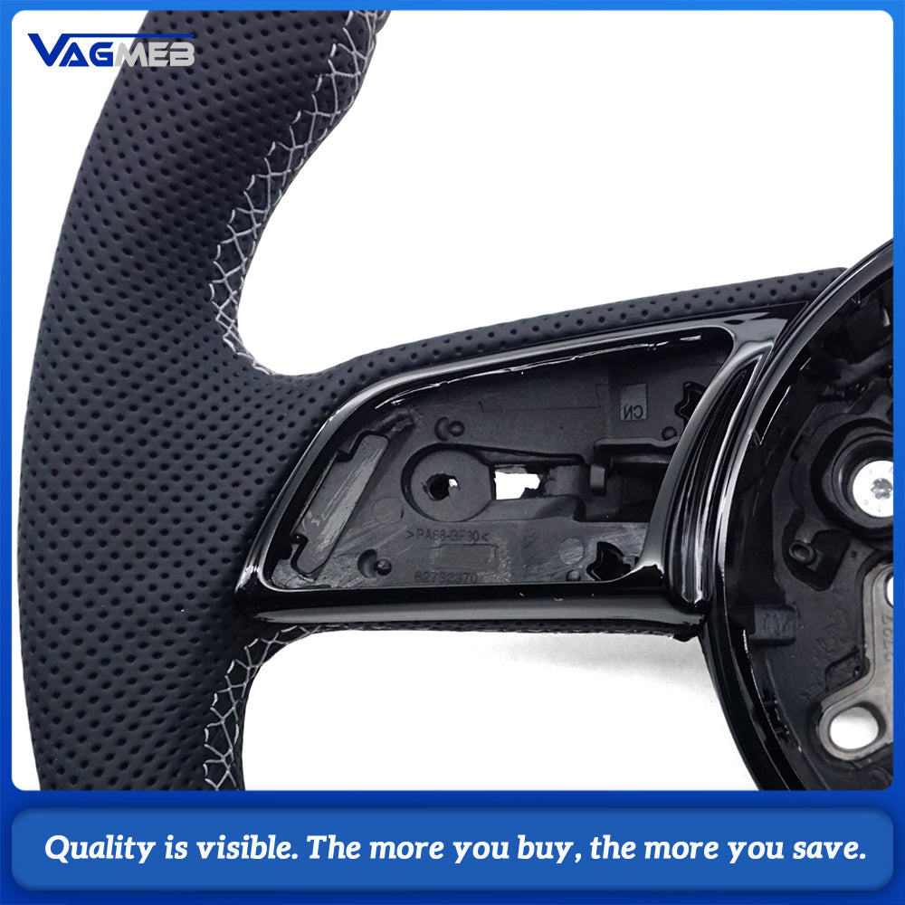For Audi RS3 RS4 RS5 A3 A4 B9 A5 S3 S4 S5 2017-2021 Fully Perforated Leather Steering Wheel