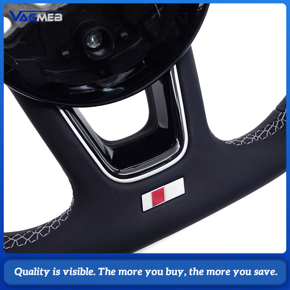 For Audi RS3 RS4 RS5 A3 A4 B9 A5 S3 S4 S5 2017-2021 Fully Perforated Leather Steering Wheel