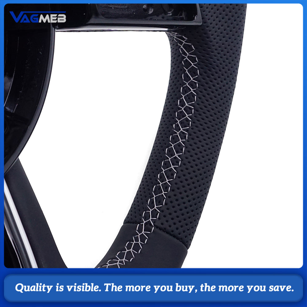 For Audi RS3 RS4 RS5 A3 A4 B9 A5 S3 S4 S5 2017-2021 Fully Perforated Leather Steering Wheel