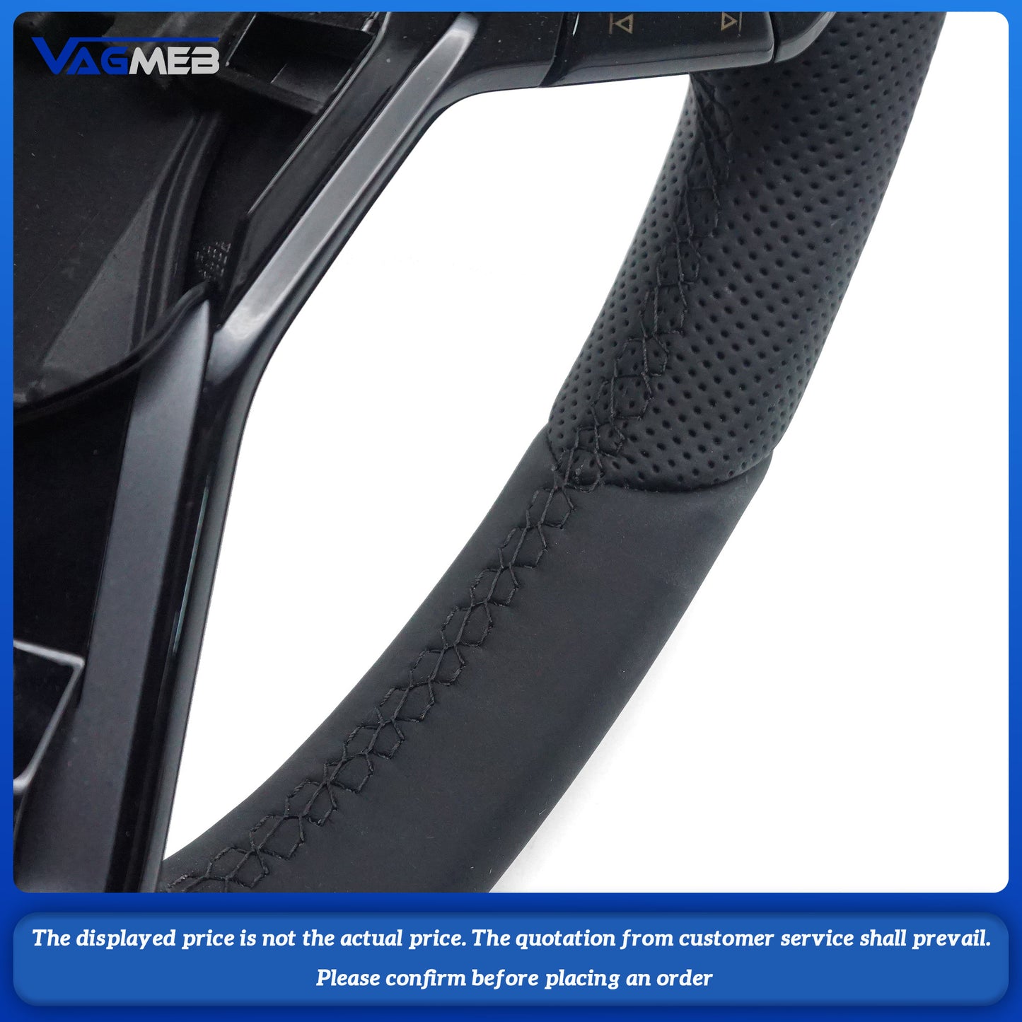For VW Golf 8  GTI MK8 Custom leather alcantara punch steeringwheel with button heat paddle