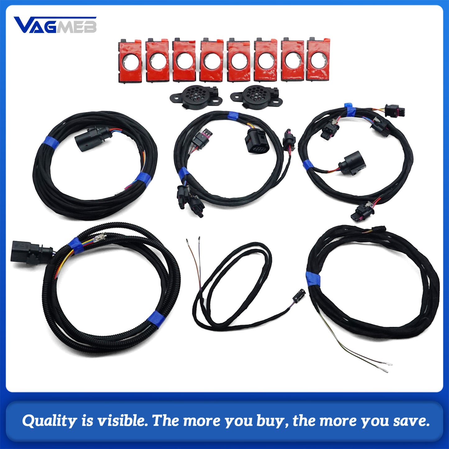 For Audi A4 B9 2018, 0 to 8 Radar Kit, Parking Sensor Upgrade, No Switch, Front Rear Parking Assist