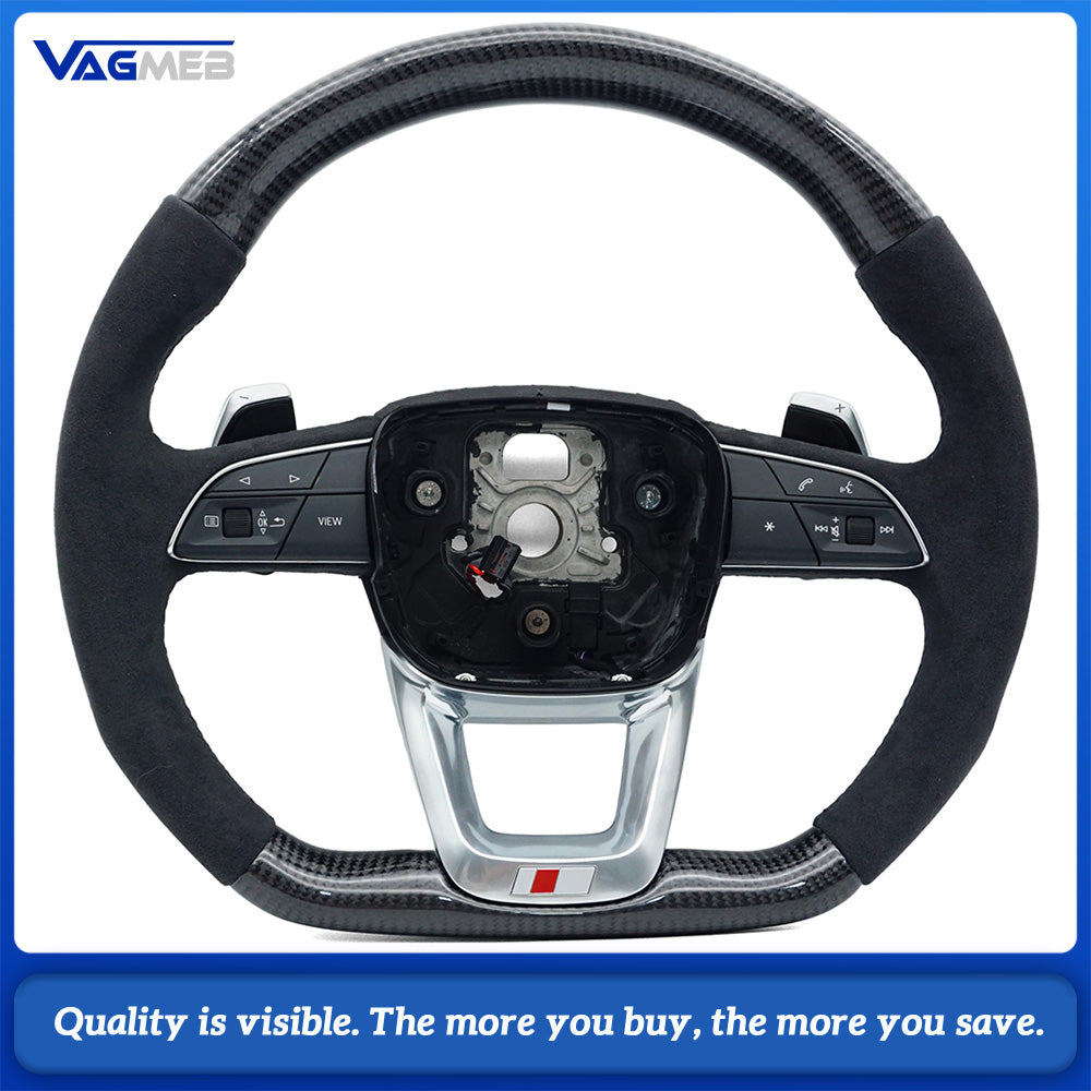 Suitable for Audi Q5 FY Q7 4M matte carbon fiber Alcantara steering wheel assembly with heating, Car Accessories