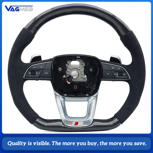 Suitable for Audi Q5 FY Q7 4M matte carbon fiber Alcantara steering wheel assembly with heating, Car Accessories
