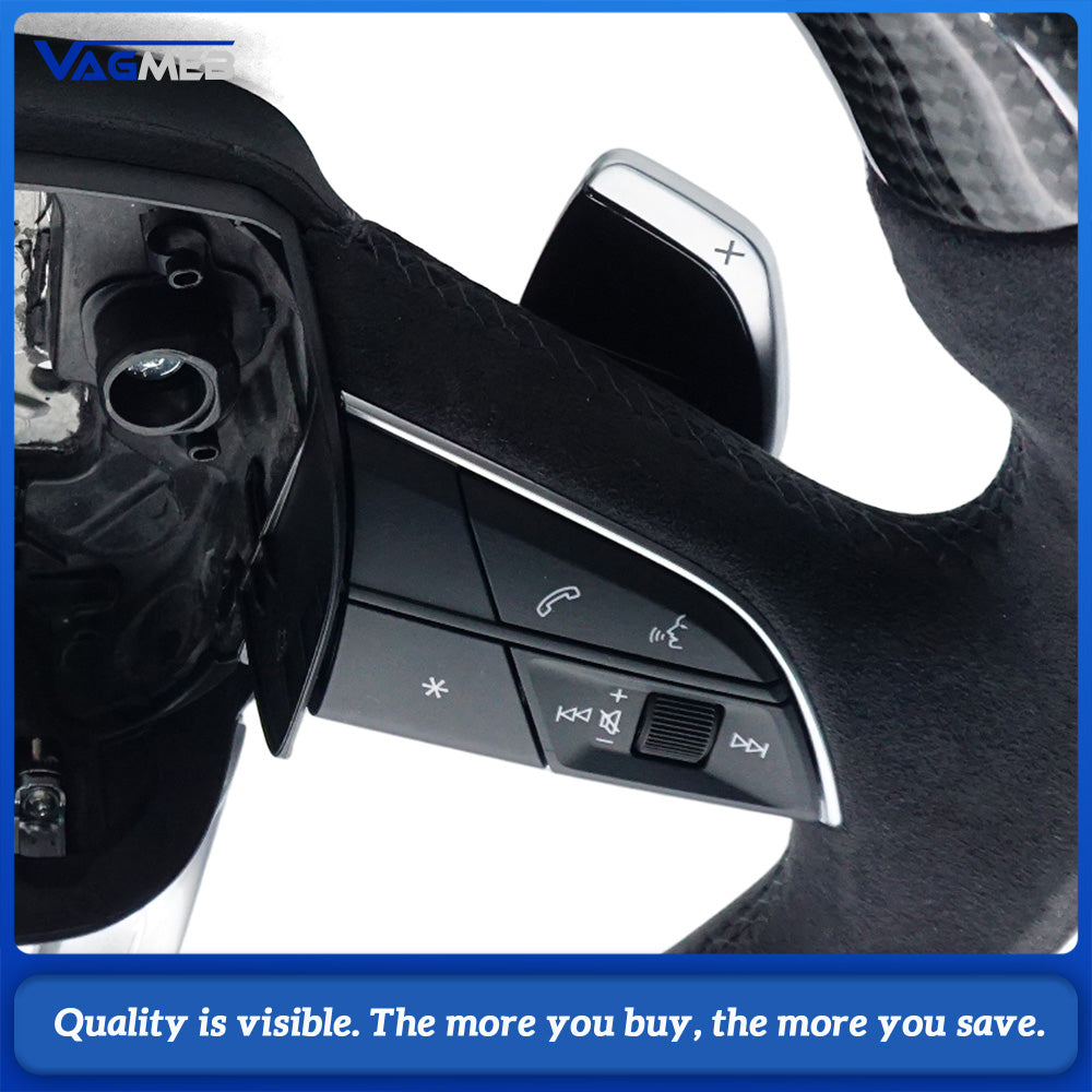 Suitable for Audi Q5 FY Q7 4M matte carbon fiber Alcantara steering wheel assembly with heating, Car Accessories