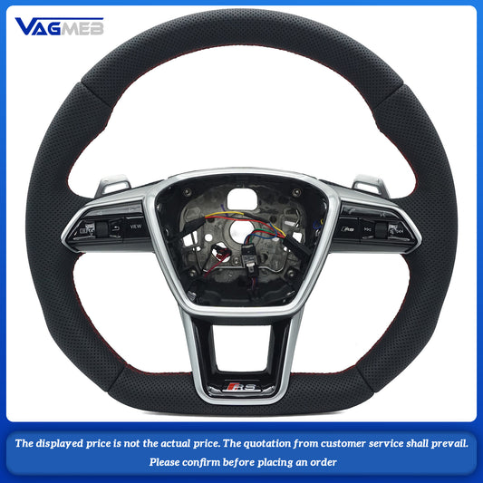 For Audi RS Logo A6C8 - All-exposed red line steering wheel