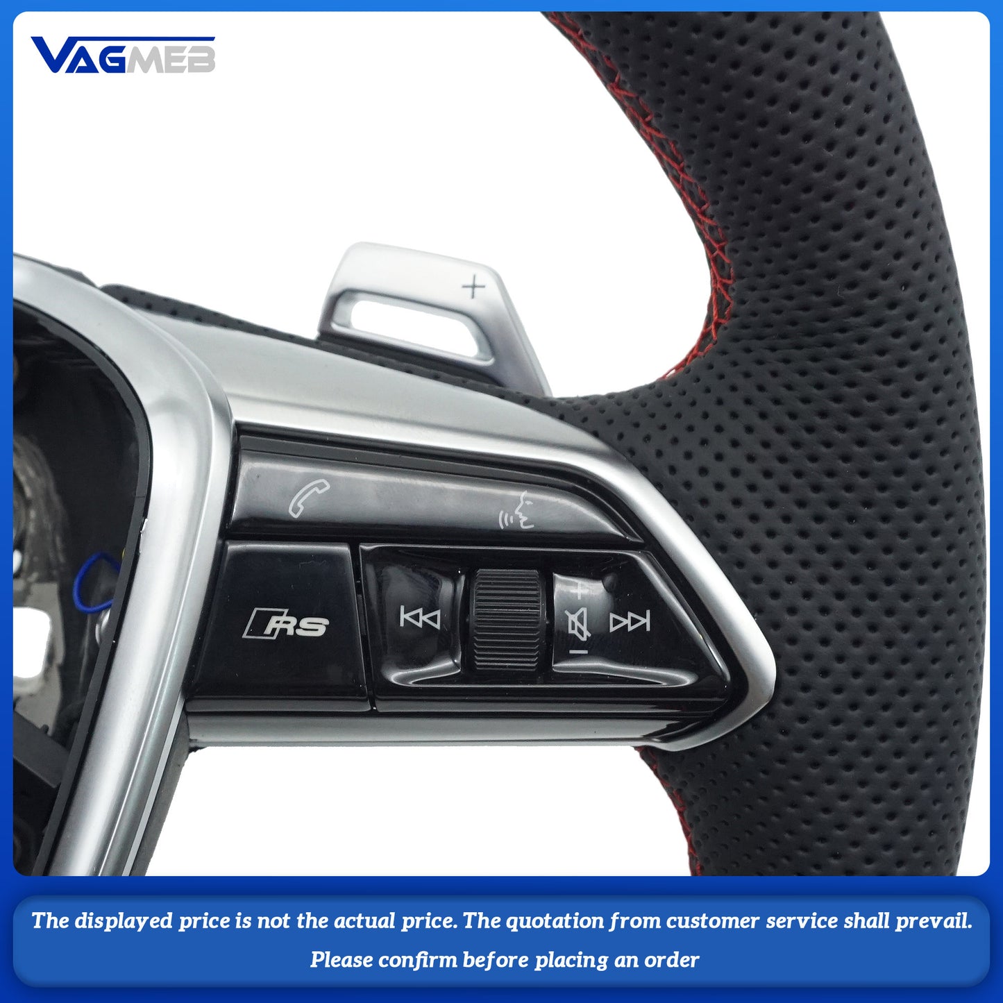 For Audi RS Logo A6C8 - All-exposed red line steering wheel