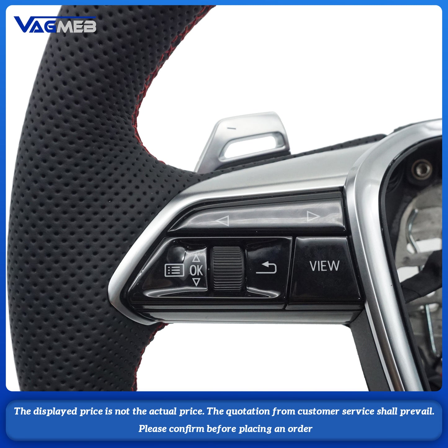 For Audi RS Logo A6C8 - All-exposed red line steering wheel