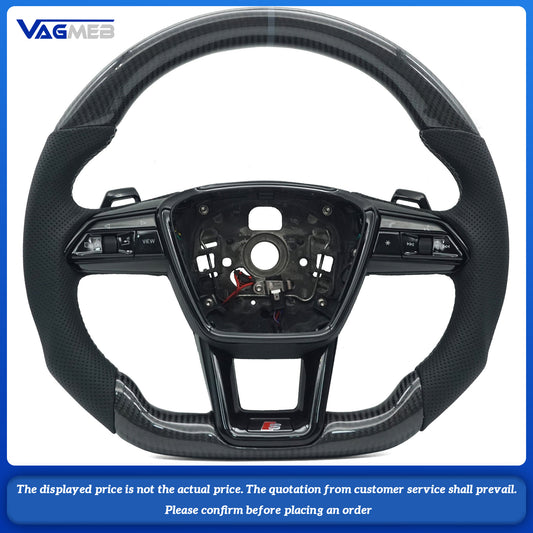 For Audi A6 C8 carbon fiber half-punched gray line trim with gray centering heating and a multifunctional steering wheel