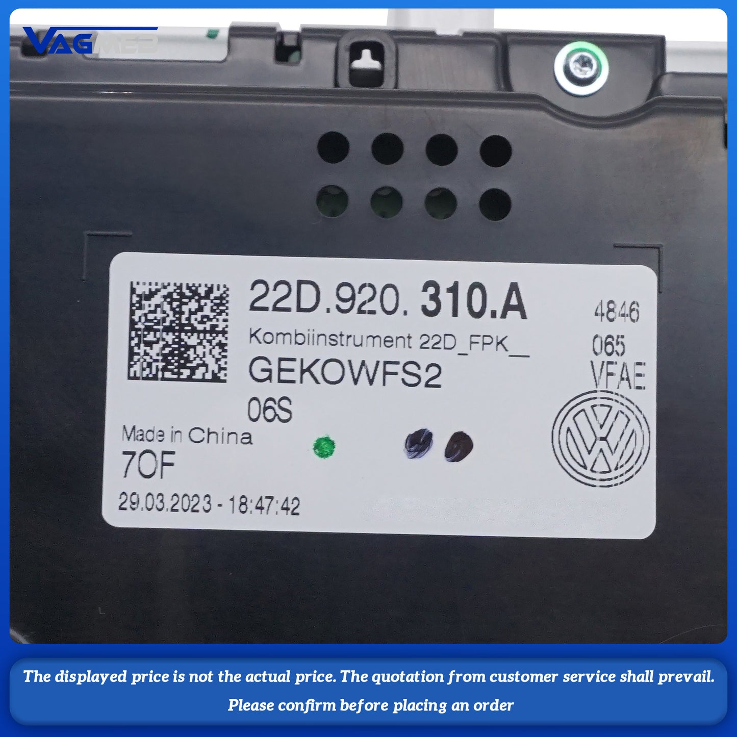 Virtual cockpit LCD instrument panel For VW T-Cross POLO 22D 920 310 A