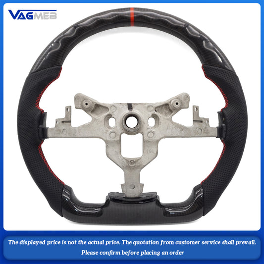 For 2005-2013 Chevrolet Corvette C6 Carbon Fiber Red Line Black Perforated Leather Steering Wheel