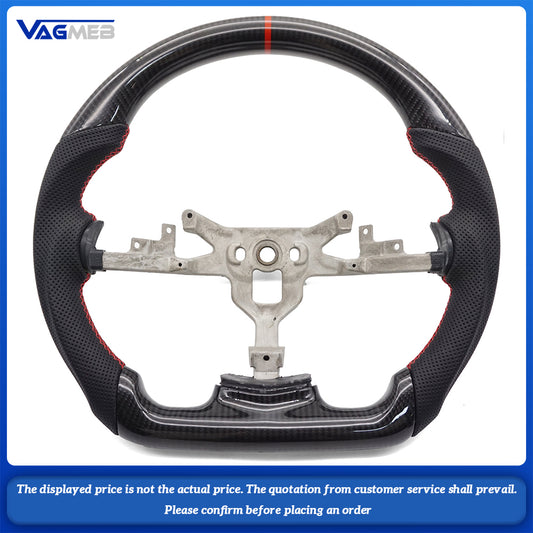 For 2005-2013 Chevrolet Corvette C6 Carbon Fiber Red Line Black Perforated Leather Steering Wheel