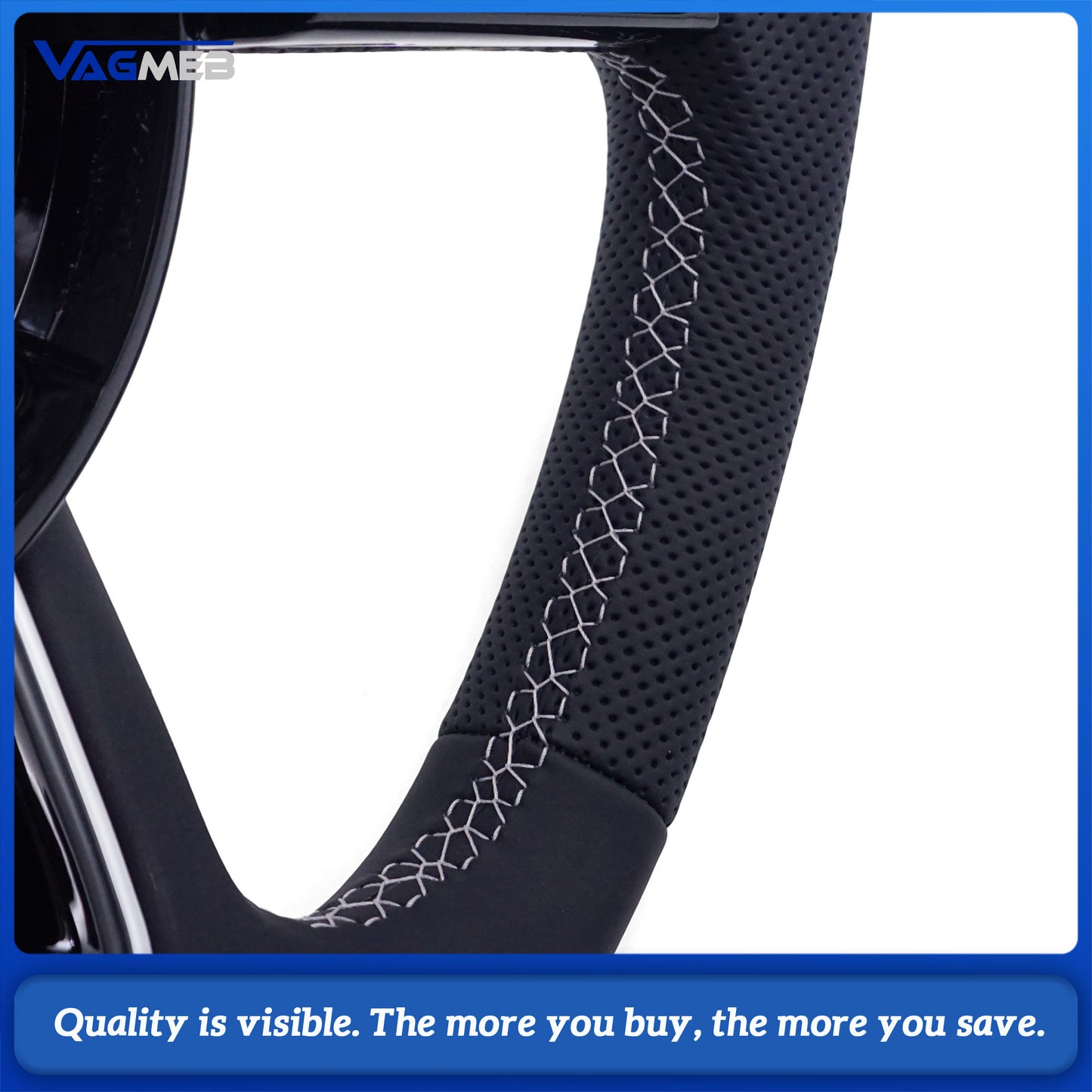 For Audi A4 B9 Custom leather semi-perforated steering wheel with multi-color center logo