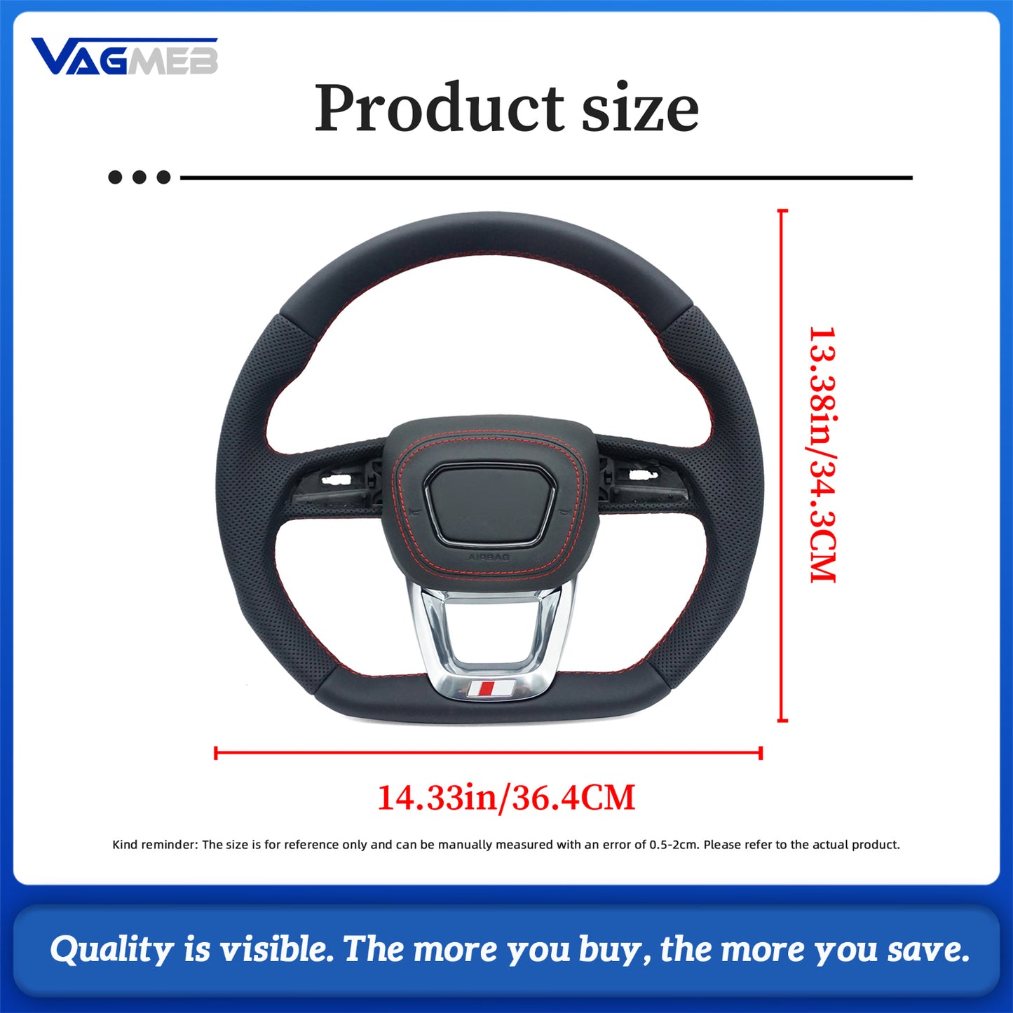 For Audi Q3 F3 Full leather perforated flat bottomed steering wheel With heating function