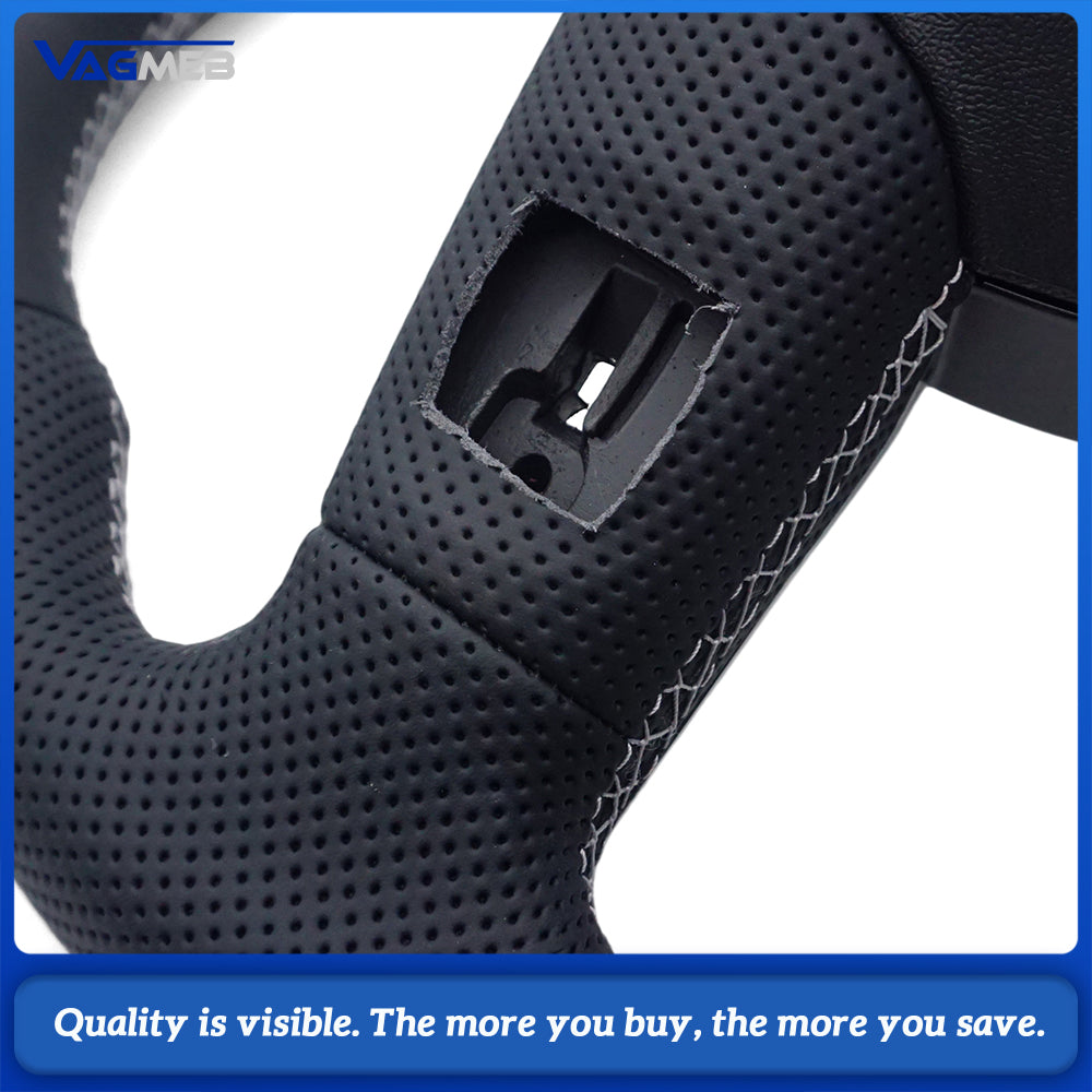 For Audi RS3 RS4 RS5 A3 A4 B9 A5 S3 S4 S5 2017-2021 Fully Perforated Leather Steering Wheel