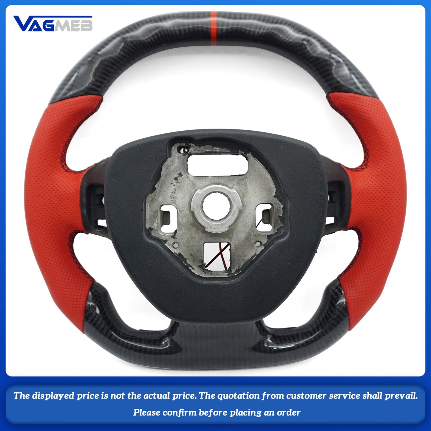 For Chevrolet Camaro Red Half-Perforated Custom Carbon Fiber Steering Wheel Various colors of stitching alcantara punch leather