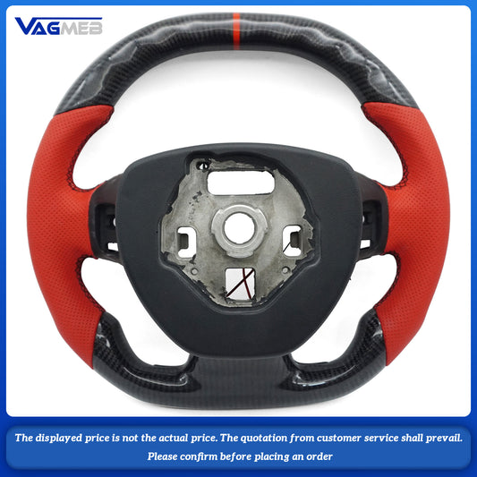 For Chevrolet Camaro Red Half-Perforated Custom Carbon Fiber Steering Wheel Various colors of stitching alcantara punch leather