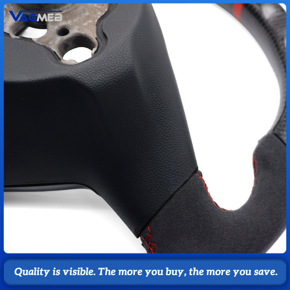 For VW Golf MK 7 7.5 custom carbon fiber alcantara steeringwheel with button frame stitching color can be customized